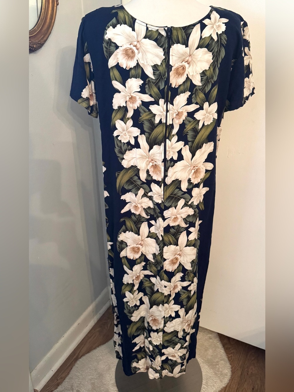 VINTAGE HAWAIIAN RESERVE COLLECTION maxi dress Navy XL - Picture 7 of 10